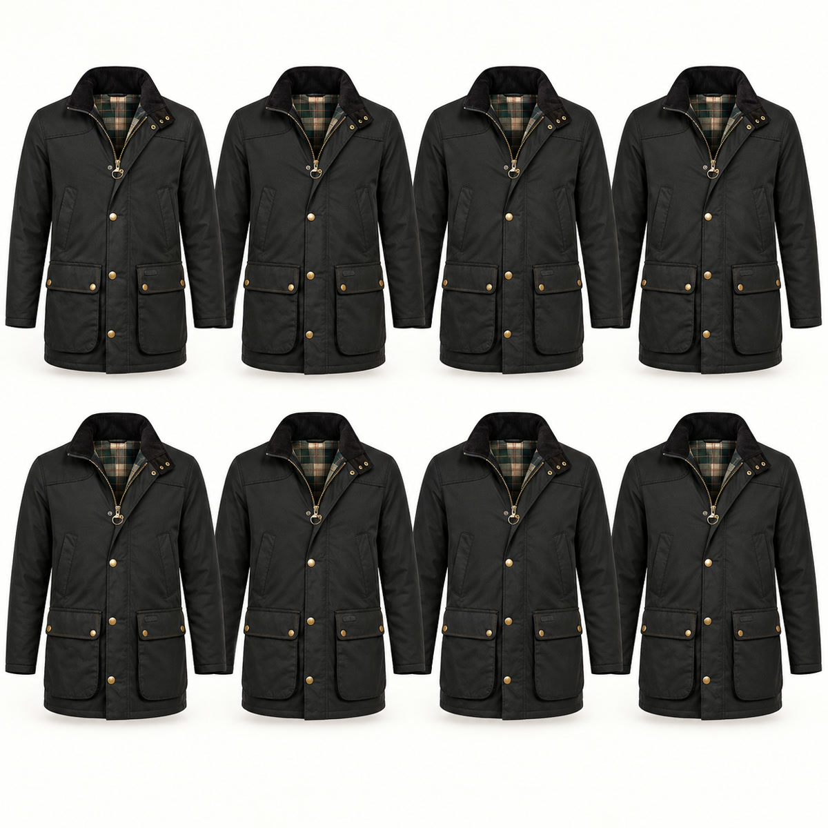 8-Pack - Black Men's Multi-Pocket Field Coat 8-Packs