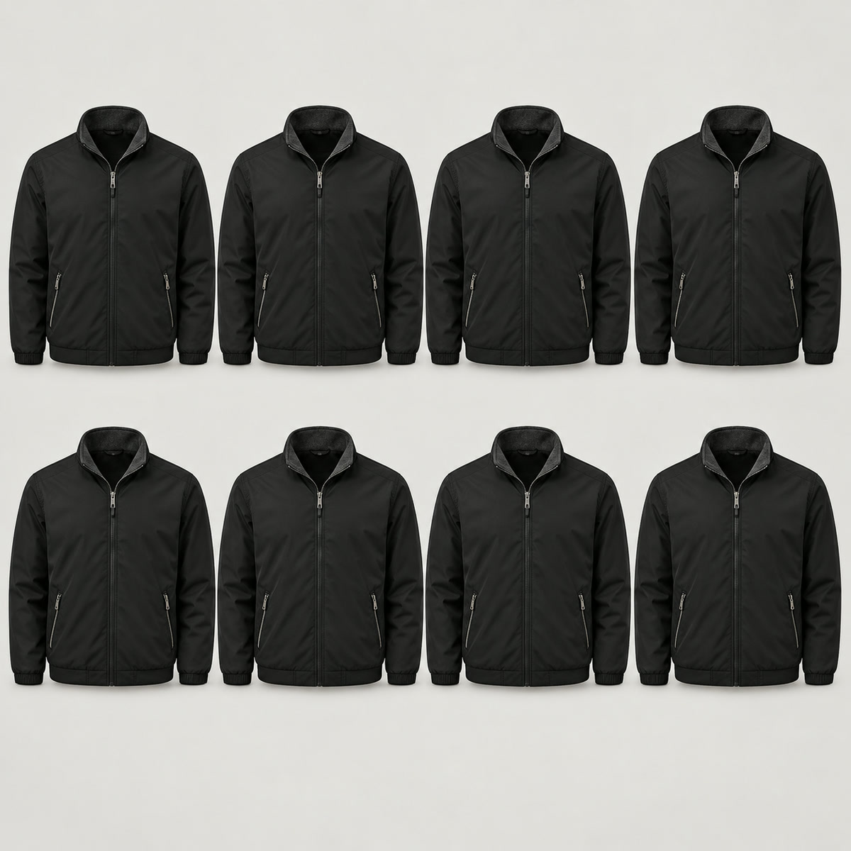 8-Pack - Black Men's Stand-Collar Zip Jacket 8-Packs