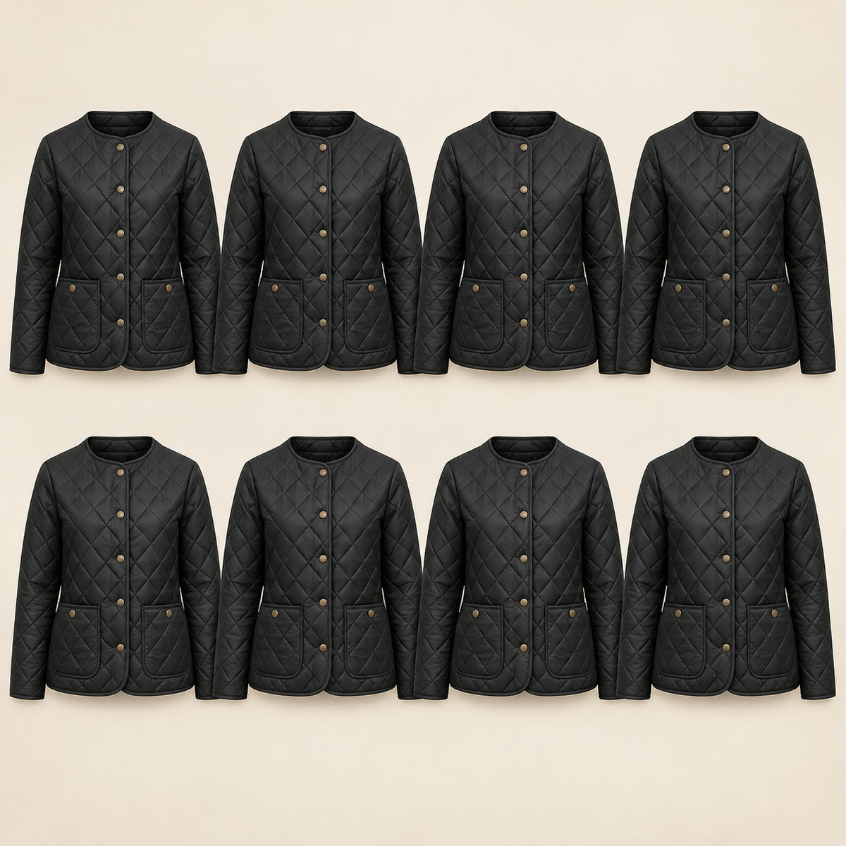 8-Pack - Black Women's Diamond-Quilted Jacket 8-Packs