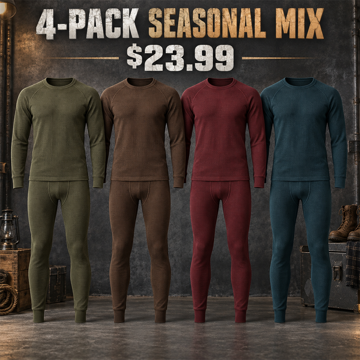 4-Pack - Seasonal Mix Men's Thermal Base Layer Multipacks
