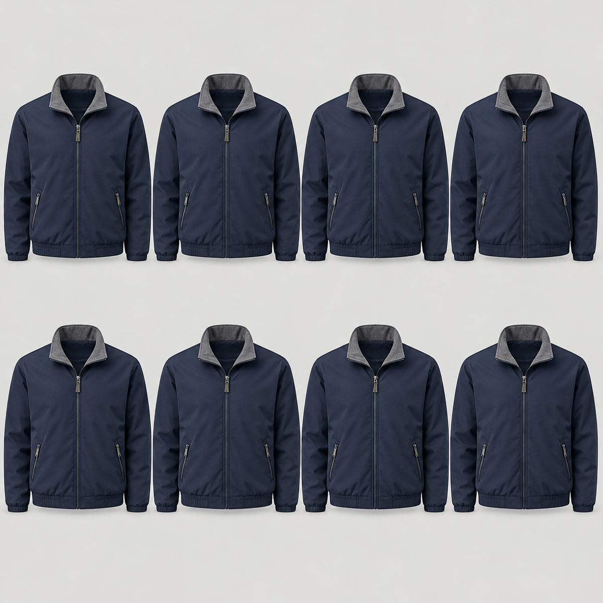 8-Pack - Navy Men's Stand-Collar Zip Jacket 8-Packs