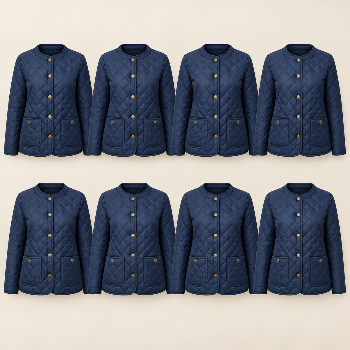 8-Pack - Navy Women's Diamond-Quilted Jacket 8-Packs