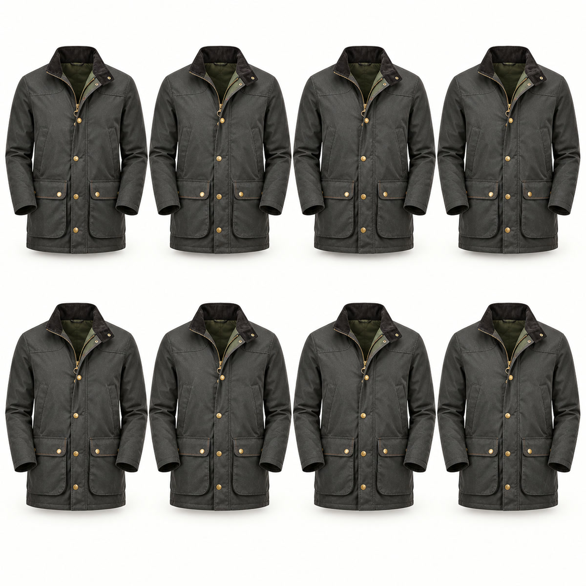 8-Pack - Charcoal Men's Multi-Pocket Field Coat 8-Packs