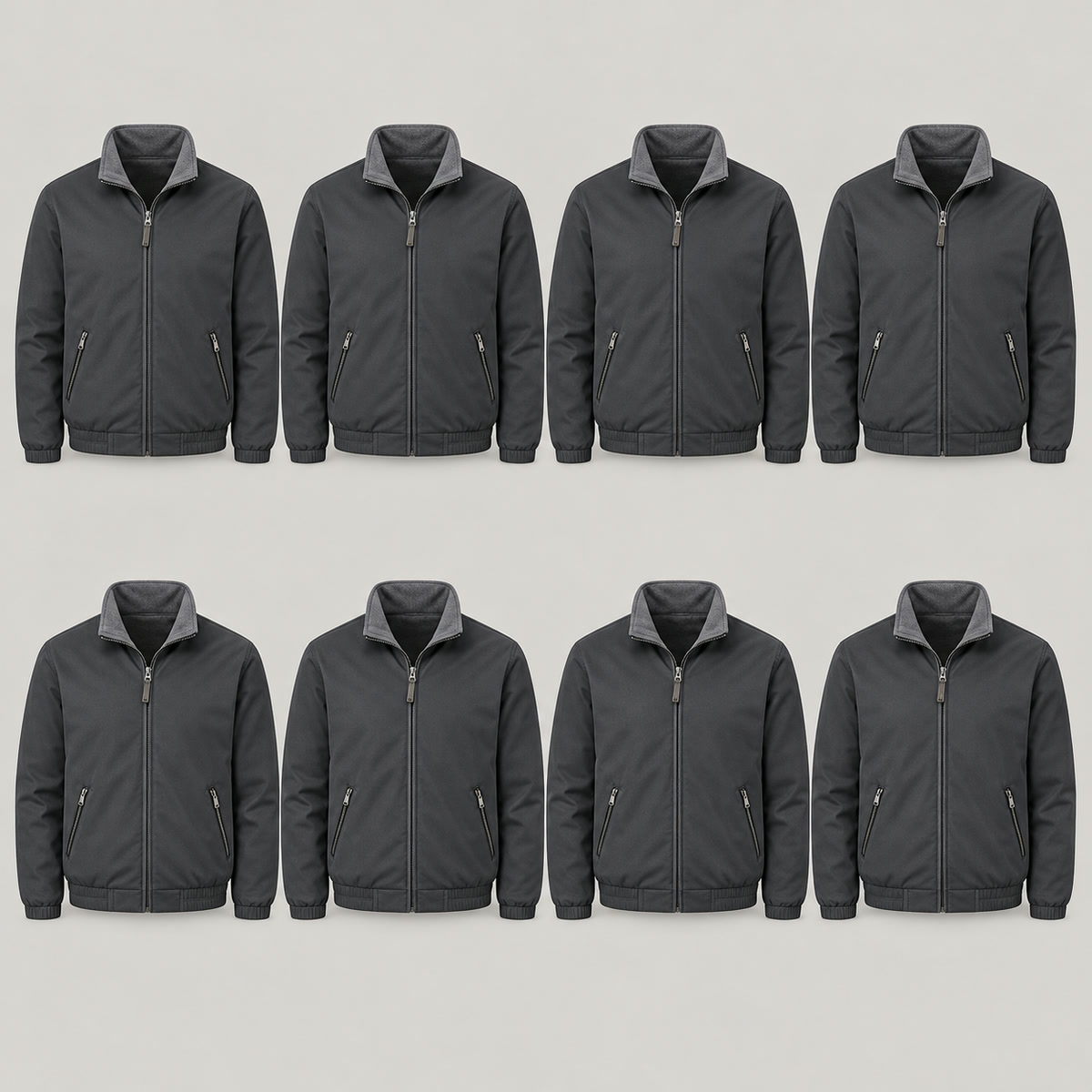 8-Pack - Charcoal Men's Stand-Collar Zip Jacket 8-Packs