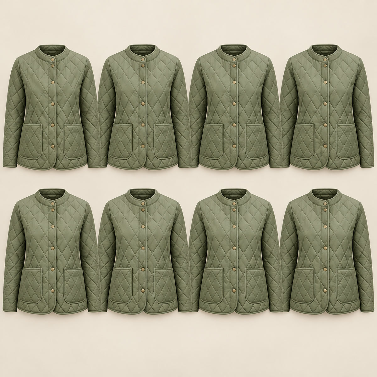 8-Pack - Khaki Women's Diamond-Quilted Jacket 8-Packs