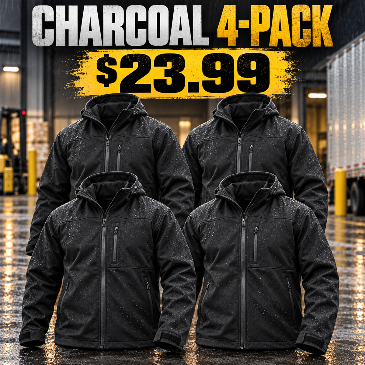 4-Pack - Charcoal Men's Softshell Work Jacket Multipacks