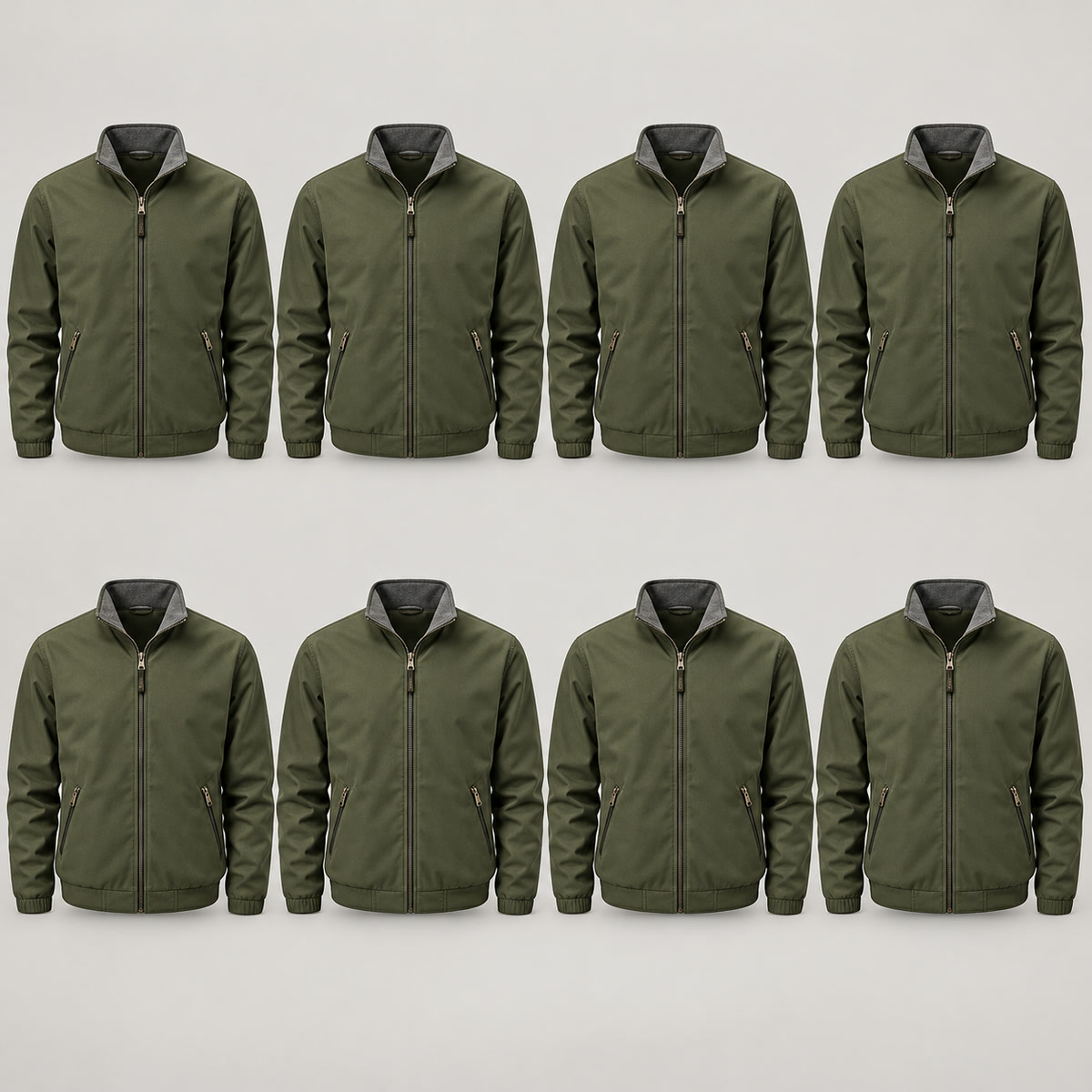8-Pack - Olive Men's Stand-Collar Zip Jacket 8-Packs