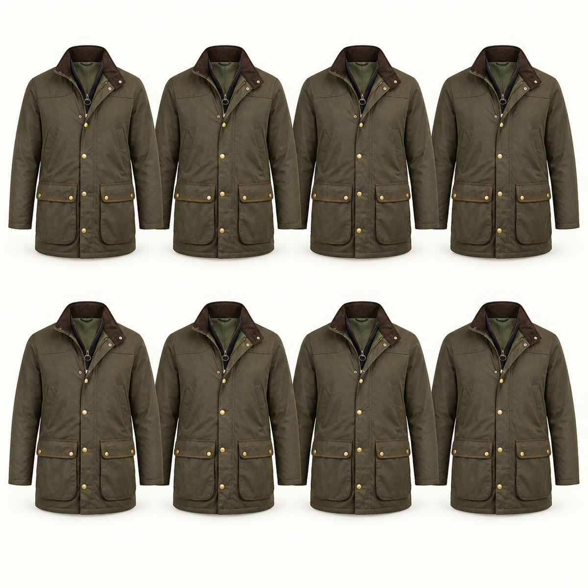 8-Pack - Olive Men's Multi-Pocket Field Coat 8-Packs