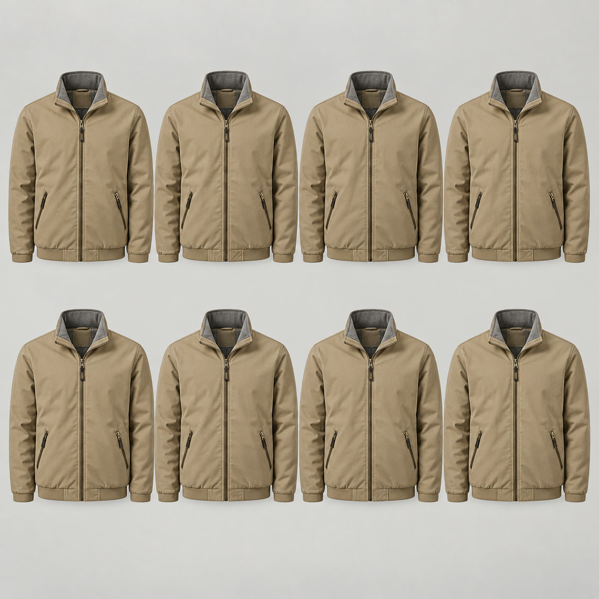 8-Pack - Khaki Men's Stand-Collar Zip Jacket 8-Packs