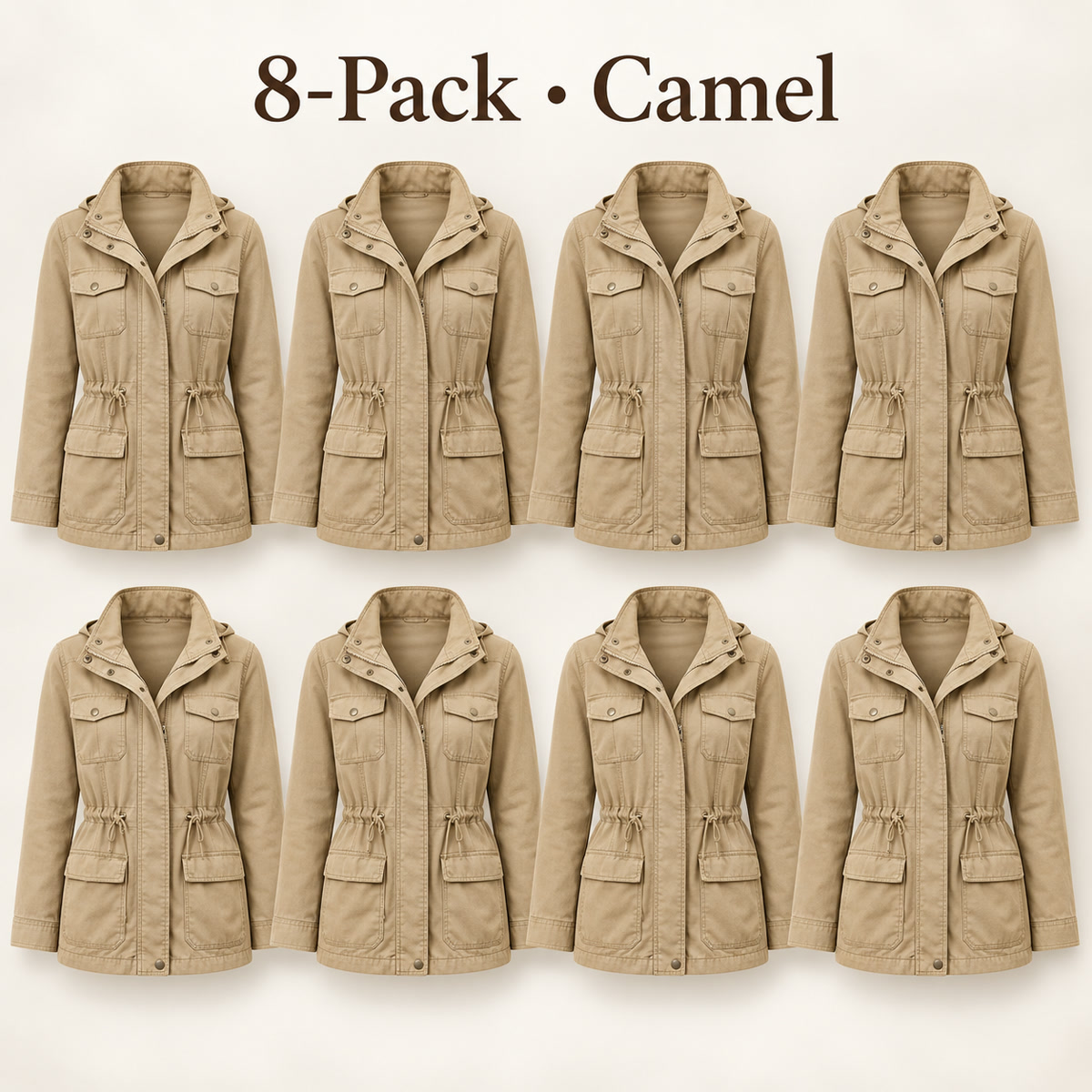 8-Pack - Camel Women's Drawcord Utility Field Jacket 8-Packs