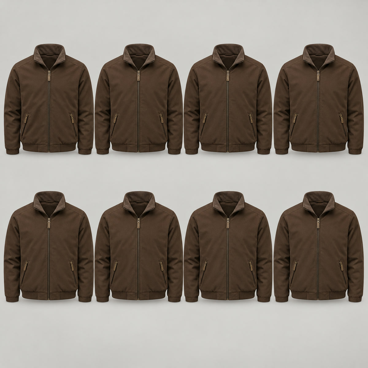 8-Pack - Brown Men's Stand-Collar Zip Jacket 8-Packs