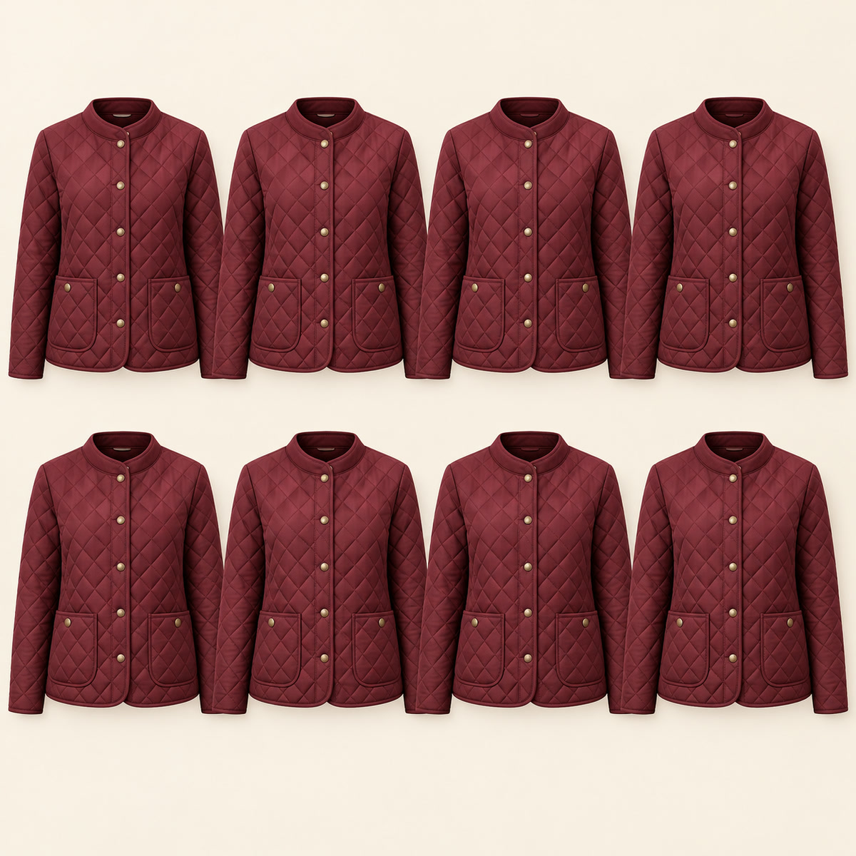 8-Pack - Burgundy Women's Diamond-Quilted Jacket 8-Packs