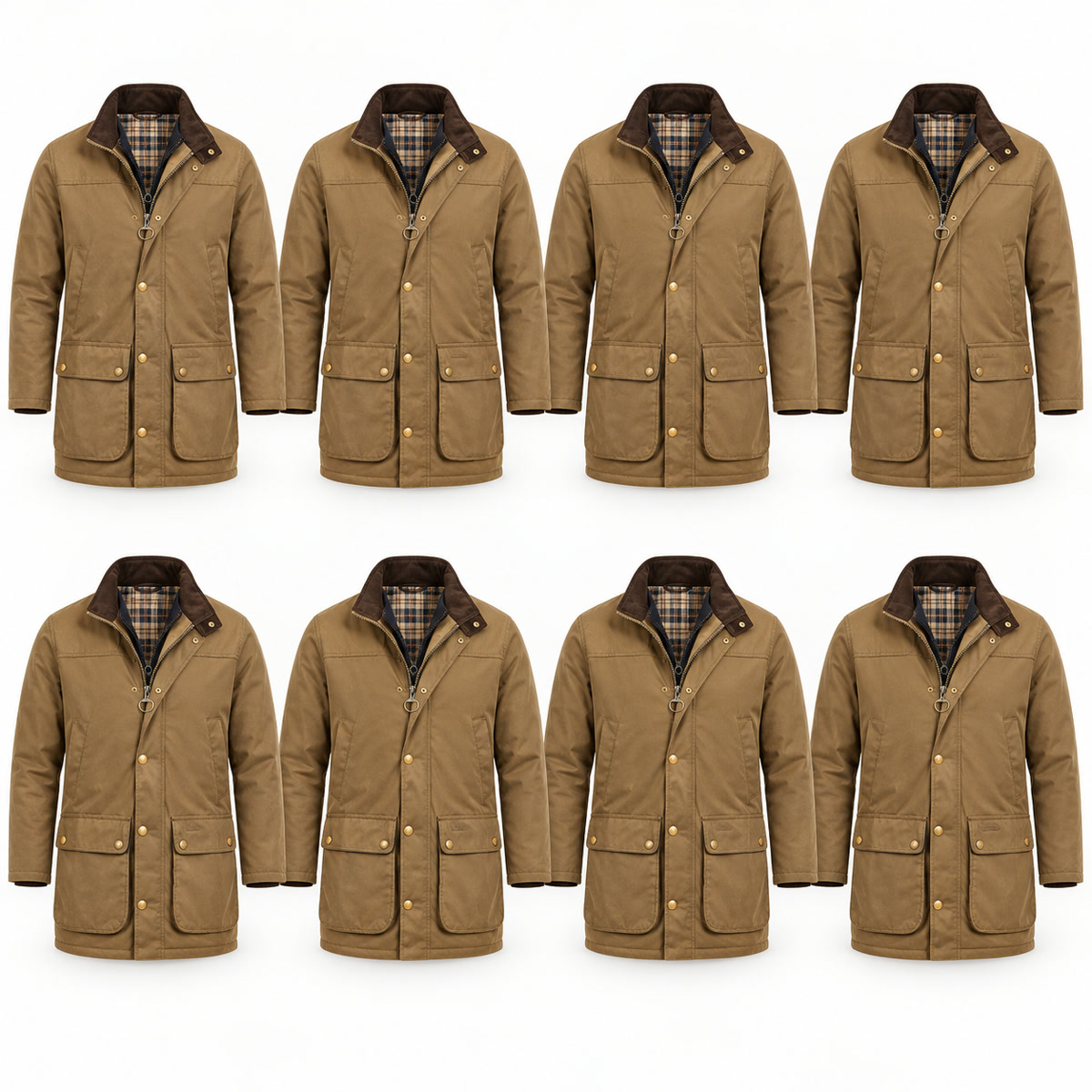 8-Pack - Tan Men's Multi-Pocket Field Coat 8-Packs