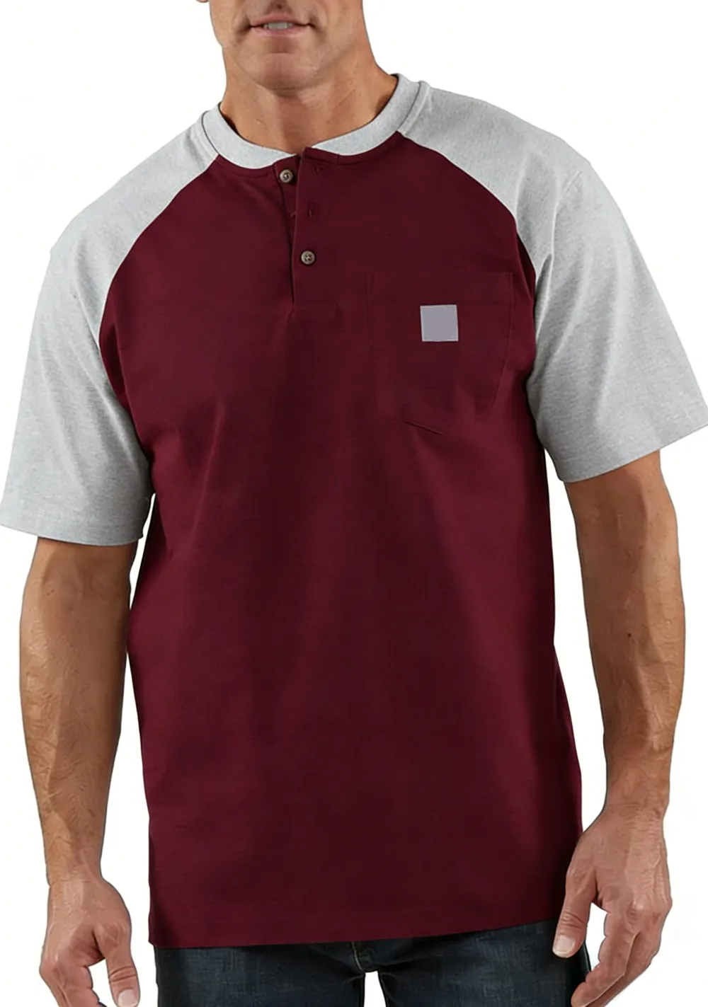 Men's color-blocked short-sleeved shirt
