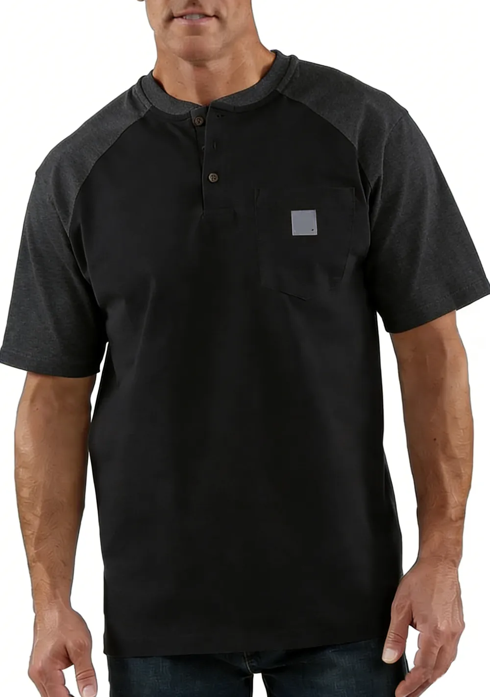 Men's color-blocked short-sleeved shirt