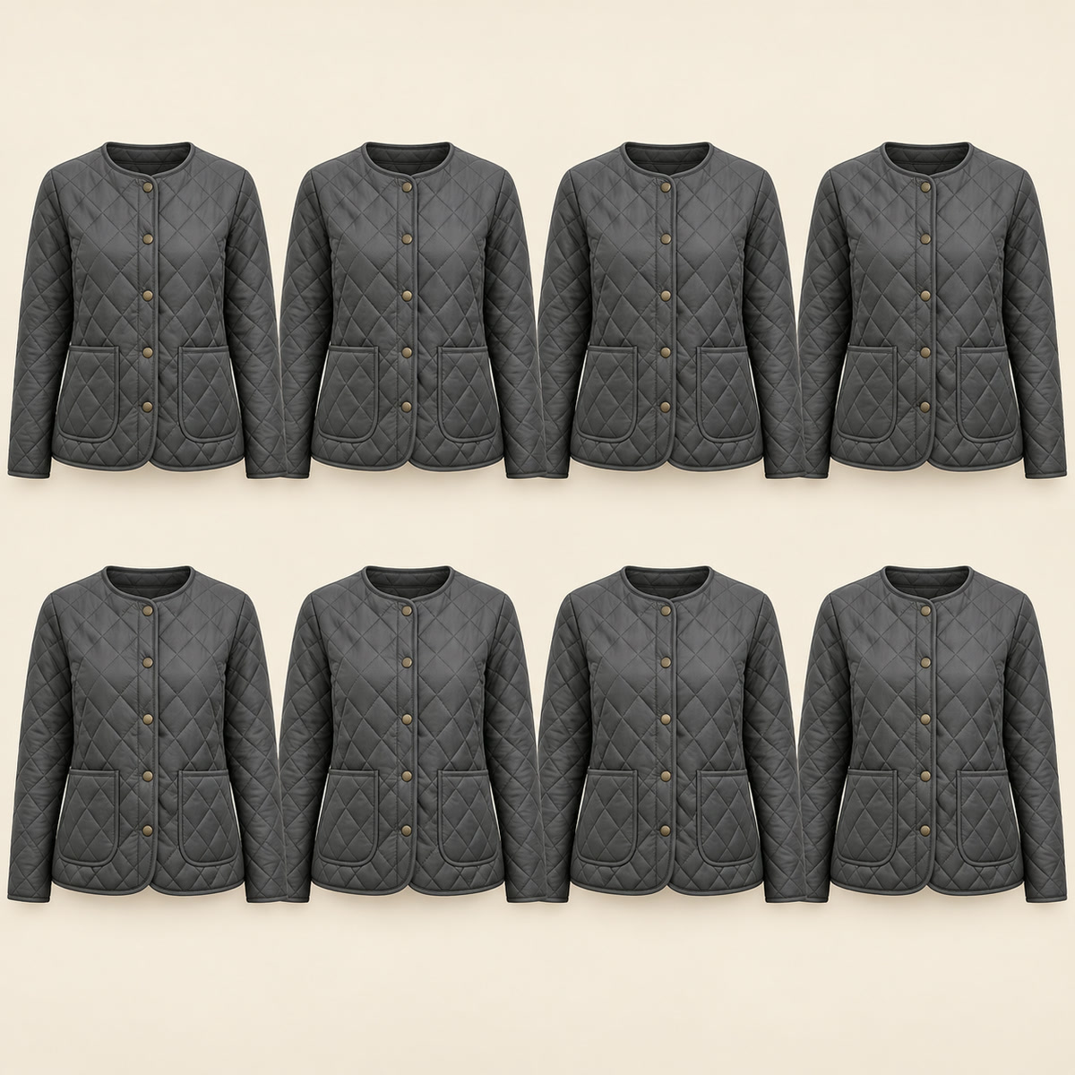 8-Pack - Charcoal Women's Diamond-Quilted Jacket 8-Packs
