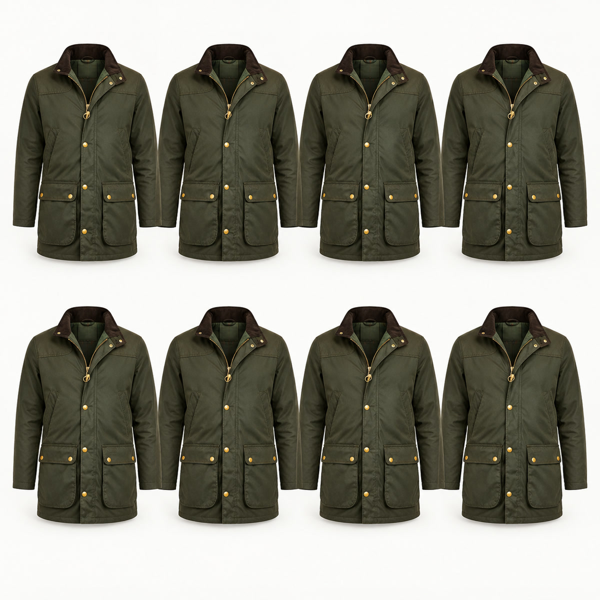 8-Pack - Forest Green Men's Multi-Pocket Field Coat 8-Packs