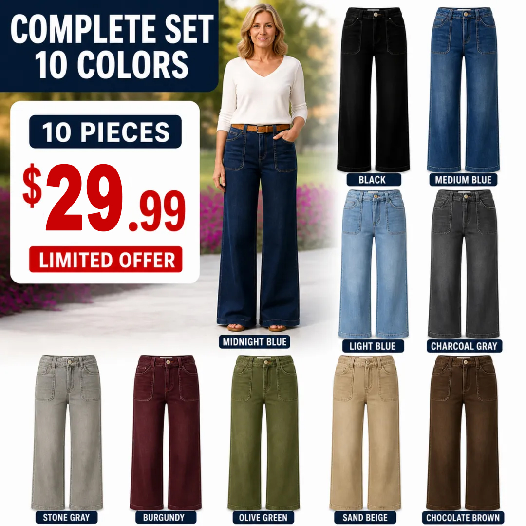 ⏰Clearance Sale⚡10-Pack for $29.99⚡Women’s Wide-Leg Jeans with Patch Pockets & Relaxed Fit