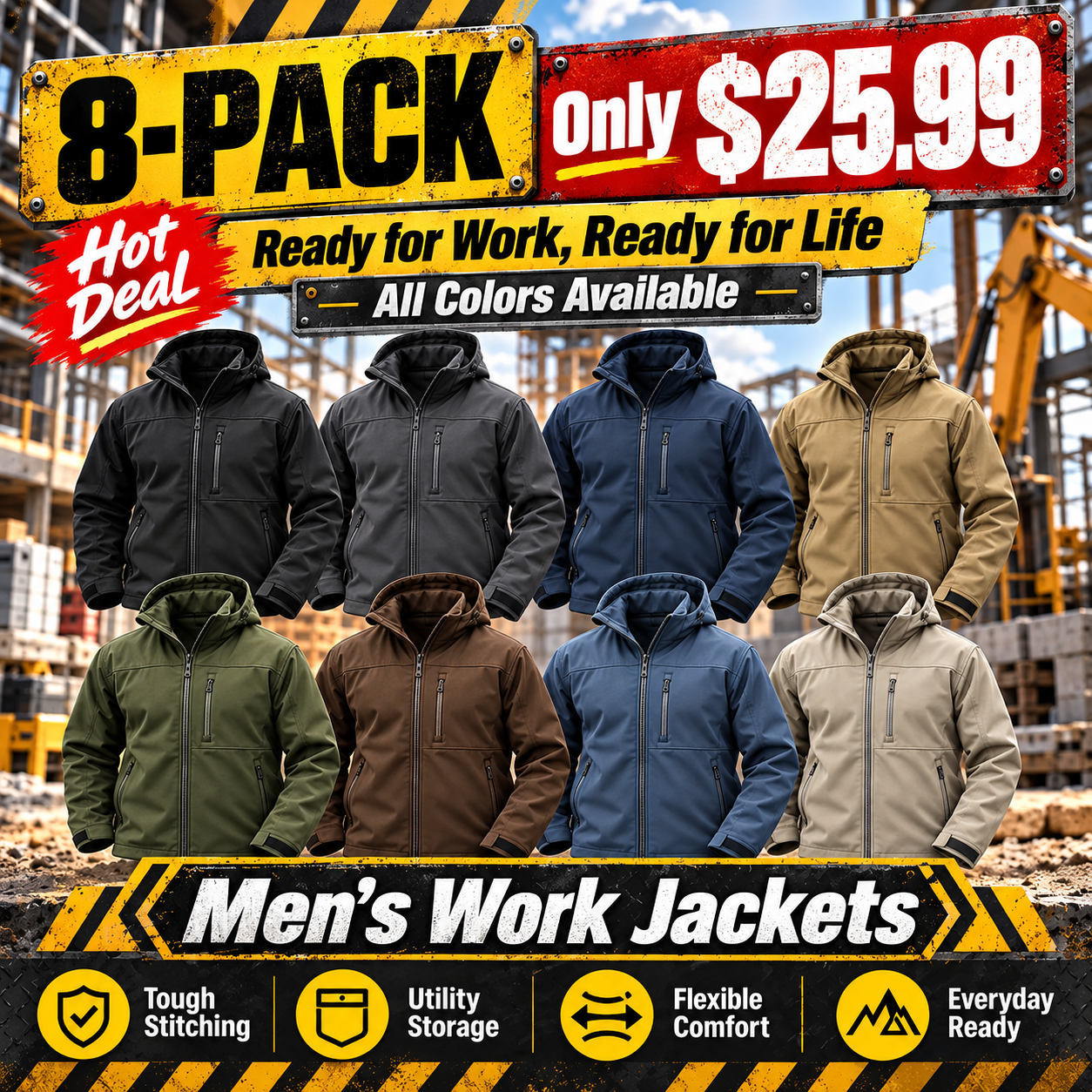 Men's Softshell Work Jacket - Men's Waterproof Ripstop Jacket
