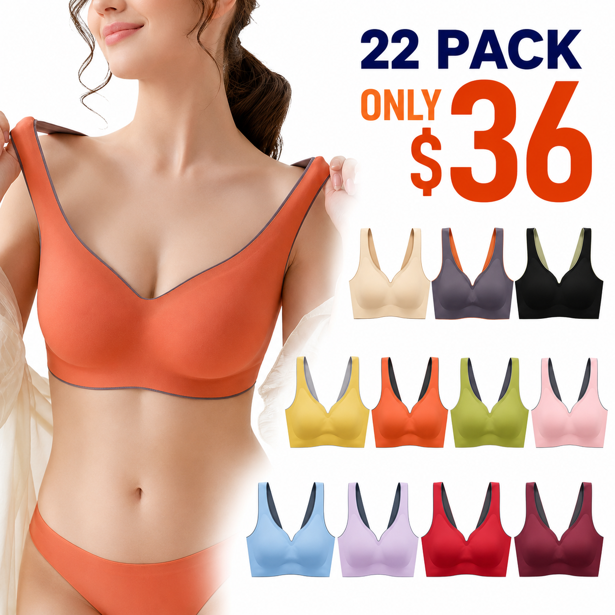 Women's Seamless Wireless Comfort Bra – Full Support, No Underwire, Everyday Lift