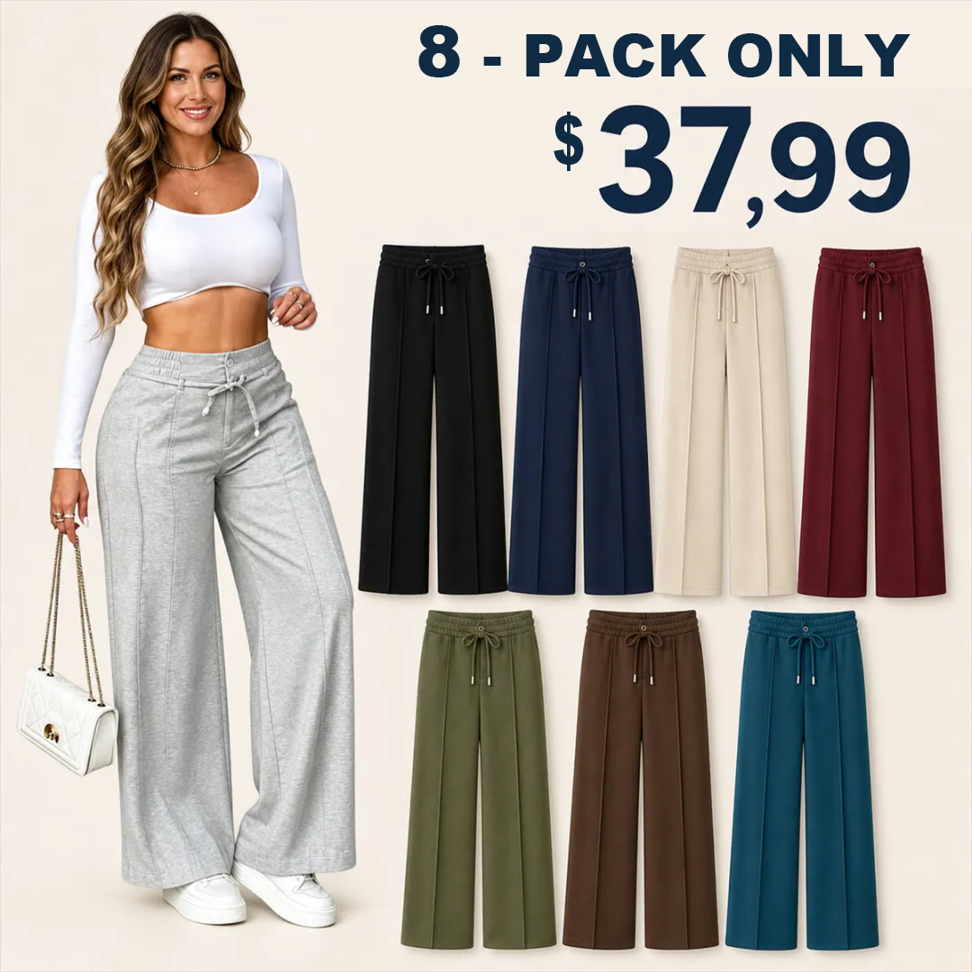 ⏰Clearance Sale⚡8-Pack Only $37.99⚡Women’s Wide-Leg Pants with Elastic Waist and Drawstring