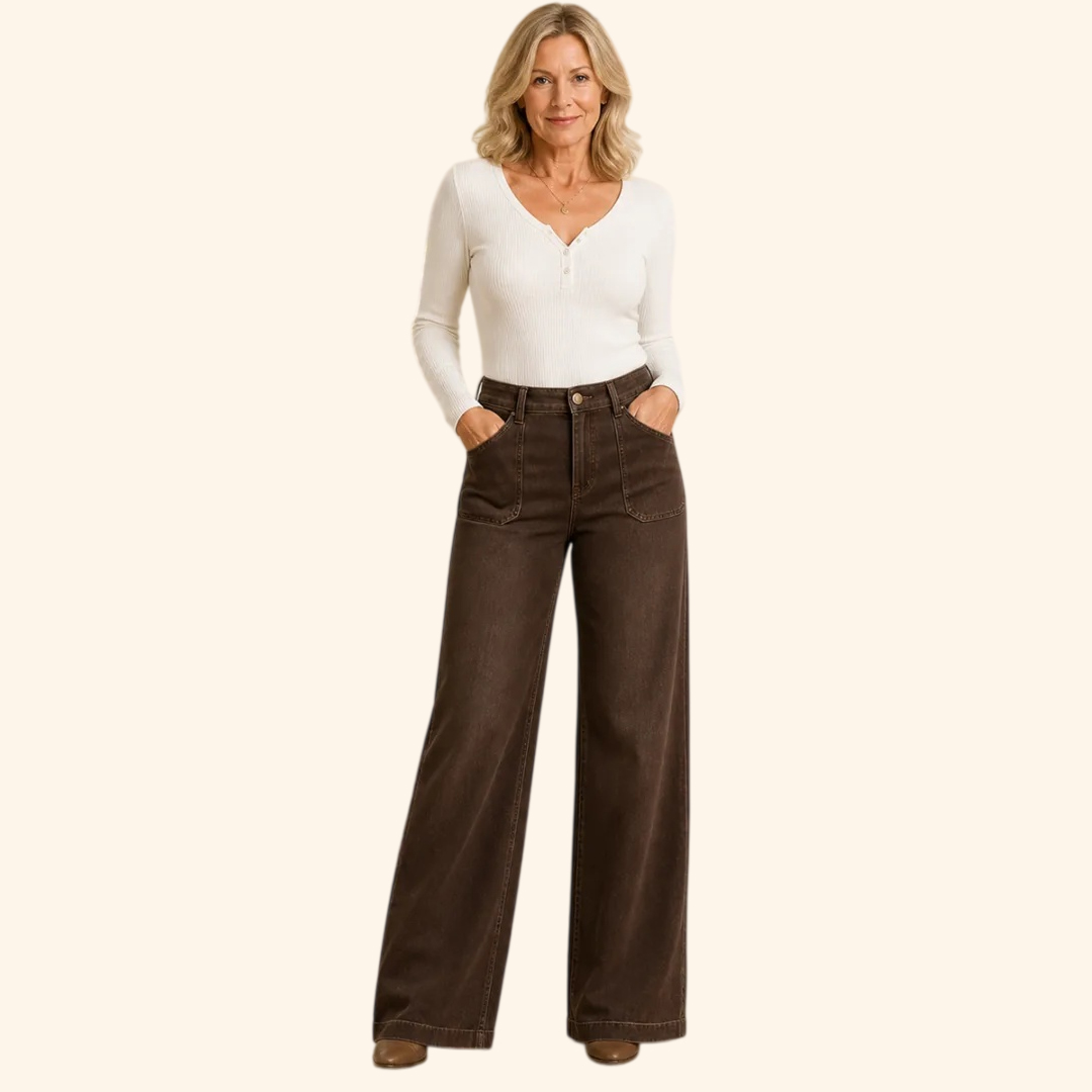 ⏰OFFRE LIMITÉE - Lot de 10 à 38,99 € | Jean large femme à poches plaquées et coupe décontractée