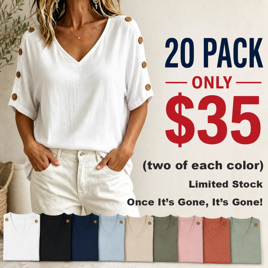 ⏰Warehouse Clearance⚡20-Pack Only $35⚡Women's V-Neck Button Sleeve Blouse