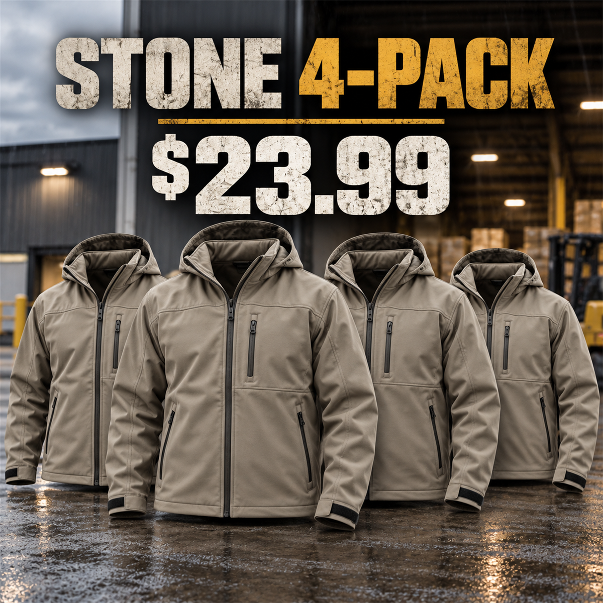 4-Pack - Stone Men's Softshell Work Jacket Multipacks