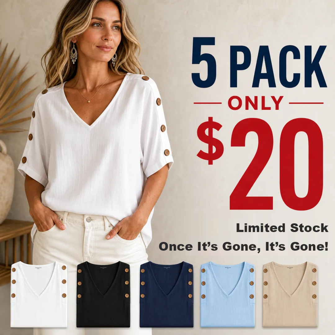 ⏰Warehouse Clearance⚡20-Pack Only $35⚡Women's V-Neck Button Sleeve Blouse