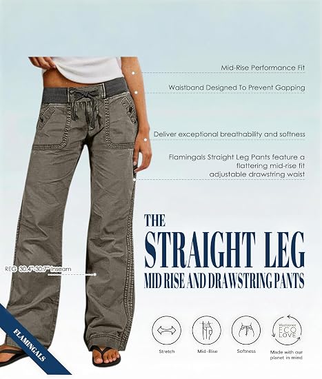 Straight Leg Drawstring Pants for Women