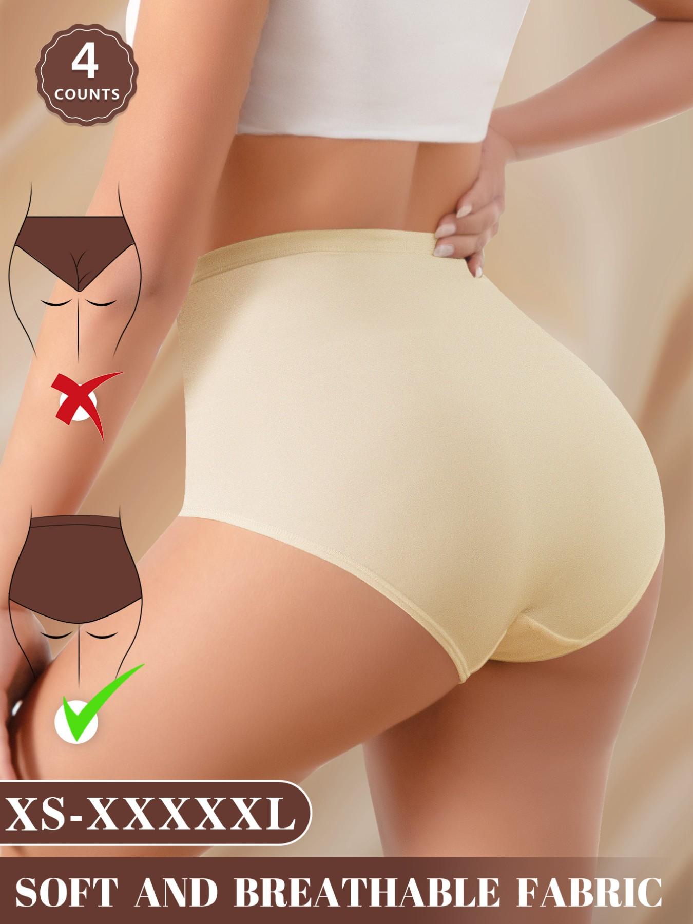 MEIYATING Women's High Waist Mesh Thong Panties, 4 Pcs Set, Soft Breathable, Comfortable, Fit, Sizes XS-Xxxxxl, Multiple Colors