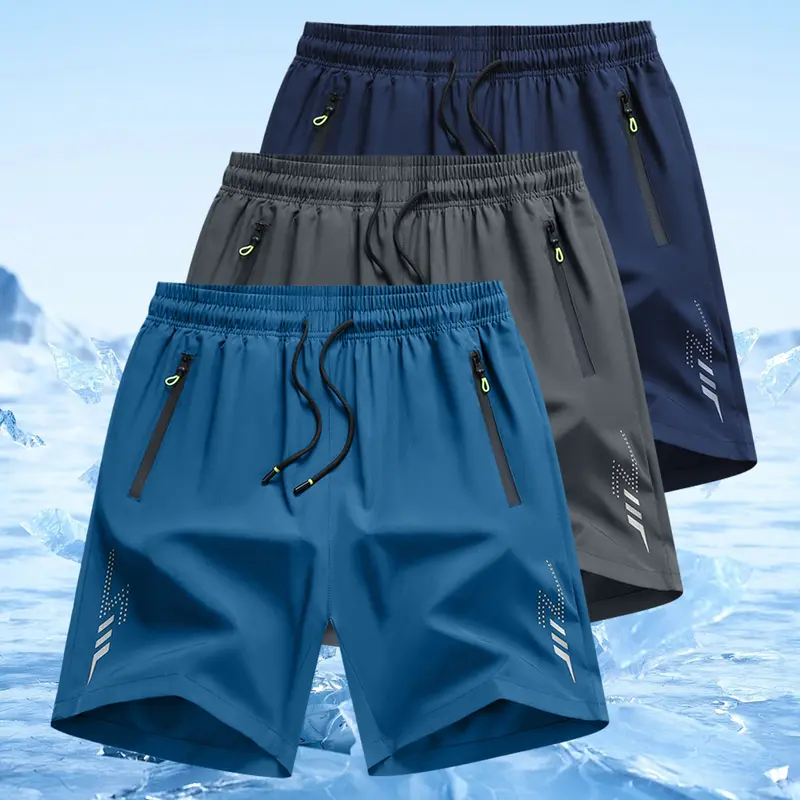 Men's Quick-Dry Athletic Shorts with Zipper Pockets – Lightweight Performance Workout Shorts