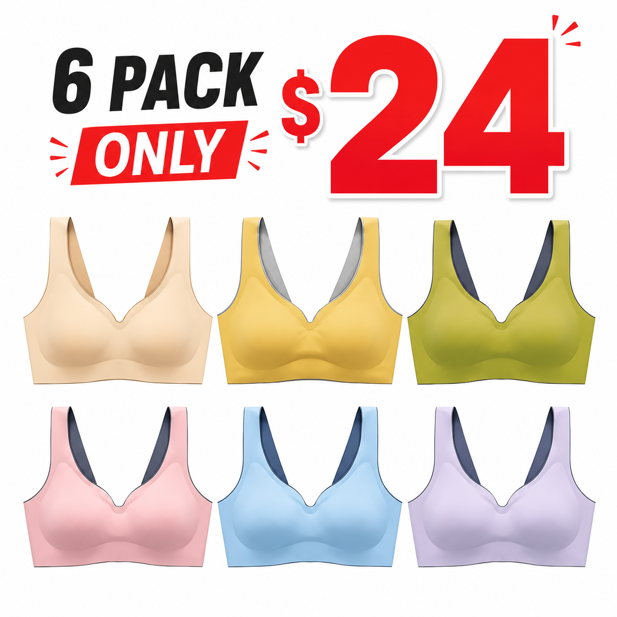 Women's Seamless Wireless Comfort Bra – Full Support, No Underwire, Everyday Lift