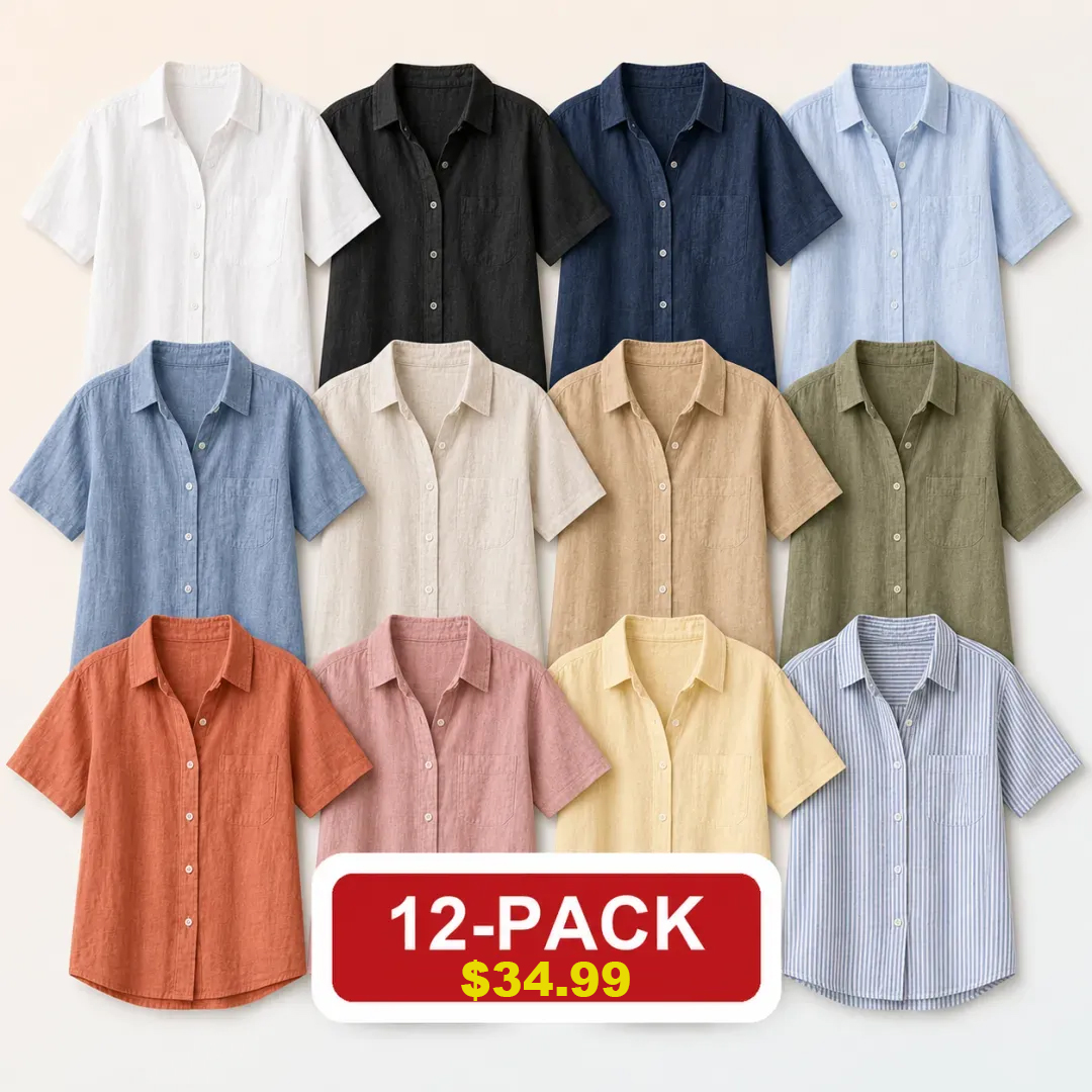 ⏰Clearance Sale⚡24-Pack Only $44.99⚡Women's Lightweight & Breathable Linen Shirt (Short-Sleeve / Long-Sleeve)