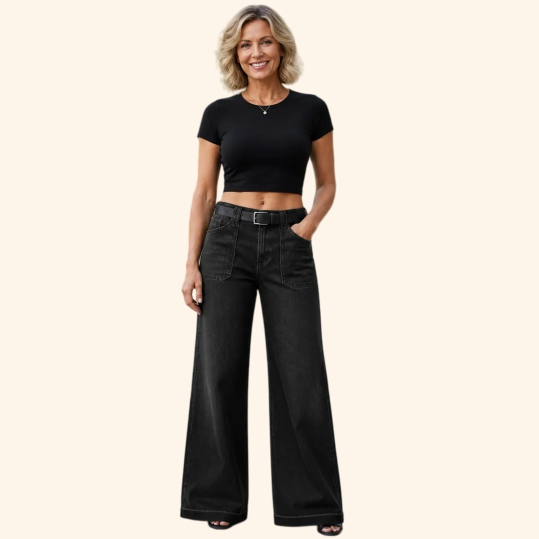 ⏰OFFRE LIMITÉE - Lot de 10 à 38,99 € | Jean large femme à poches plaquées et coupe décontractée