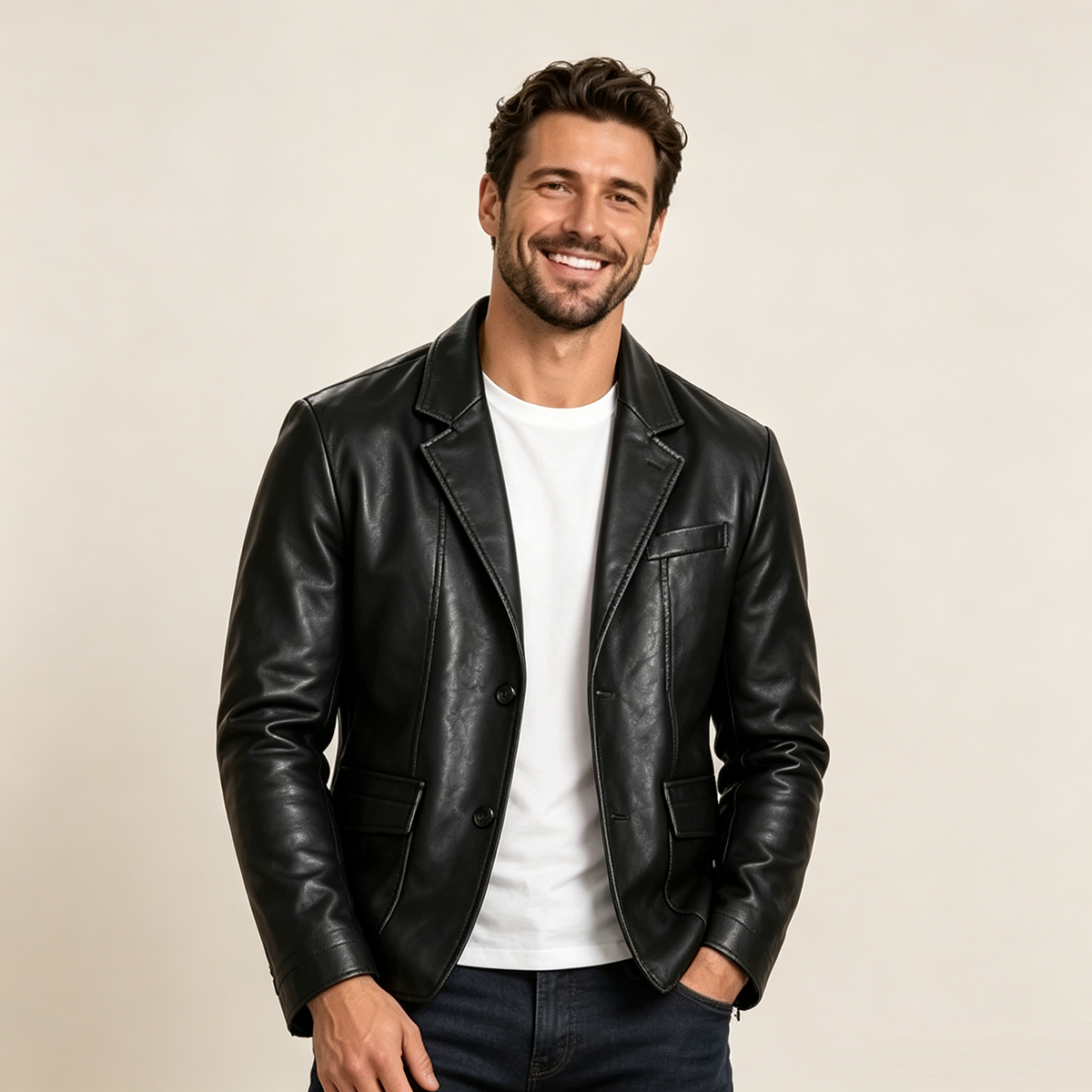⏰Clearance Sale⚡10-Pack Only ＄38.99⚡Men Can’t Get Enough of This Cozy Calfskin Leather Blazer