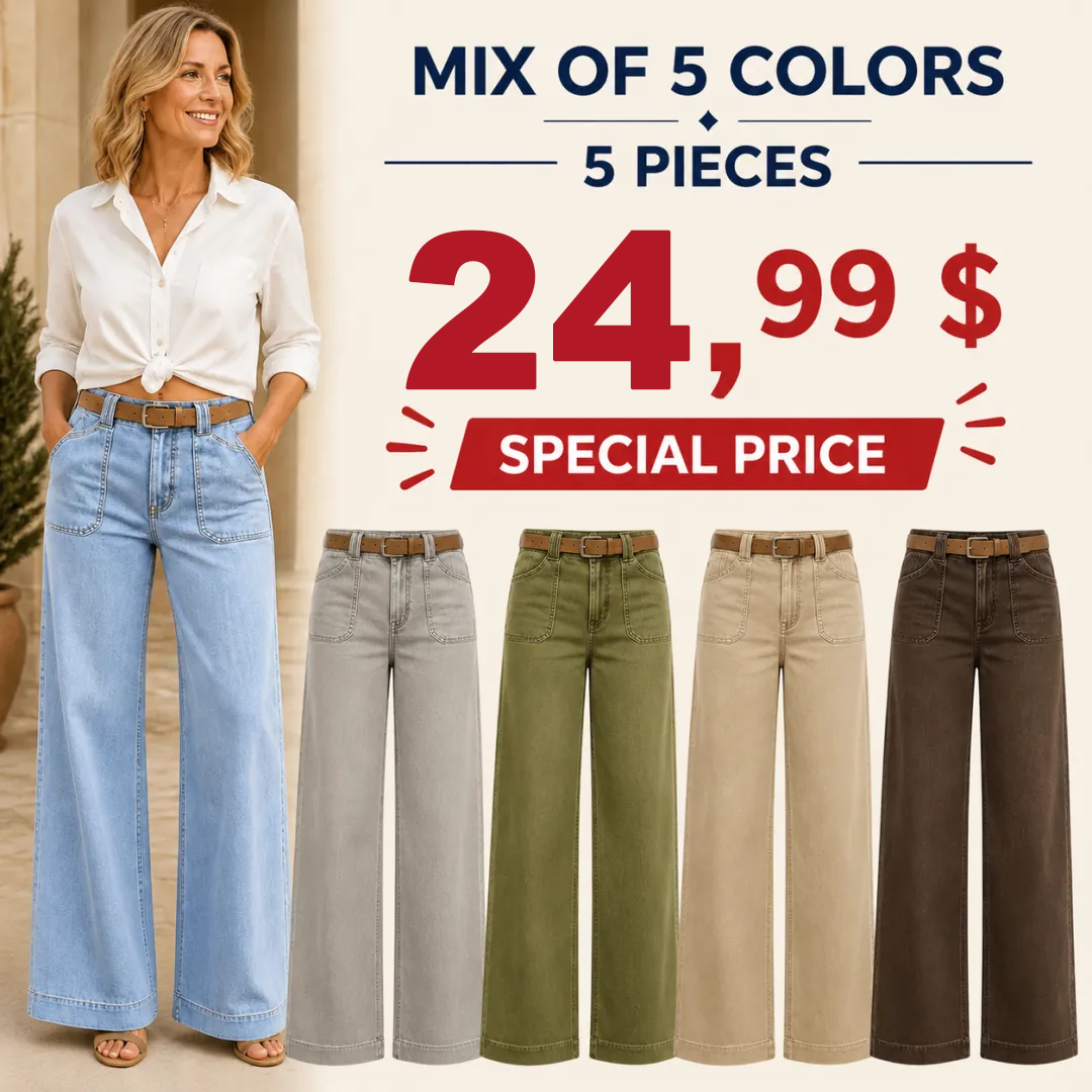 ⏰Clearance Sale⚡10-Pack for $29.99⚡Women’s Wide-Leg Jeans with Patch Pockets & Relaxed Fit