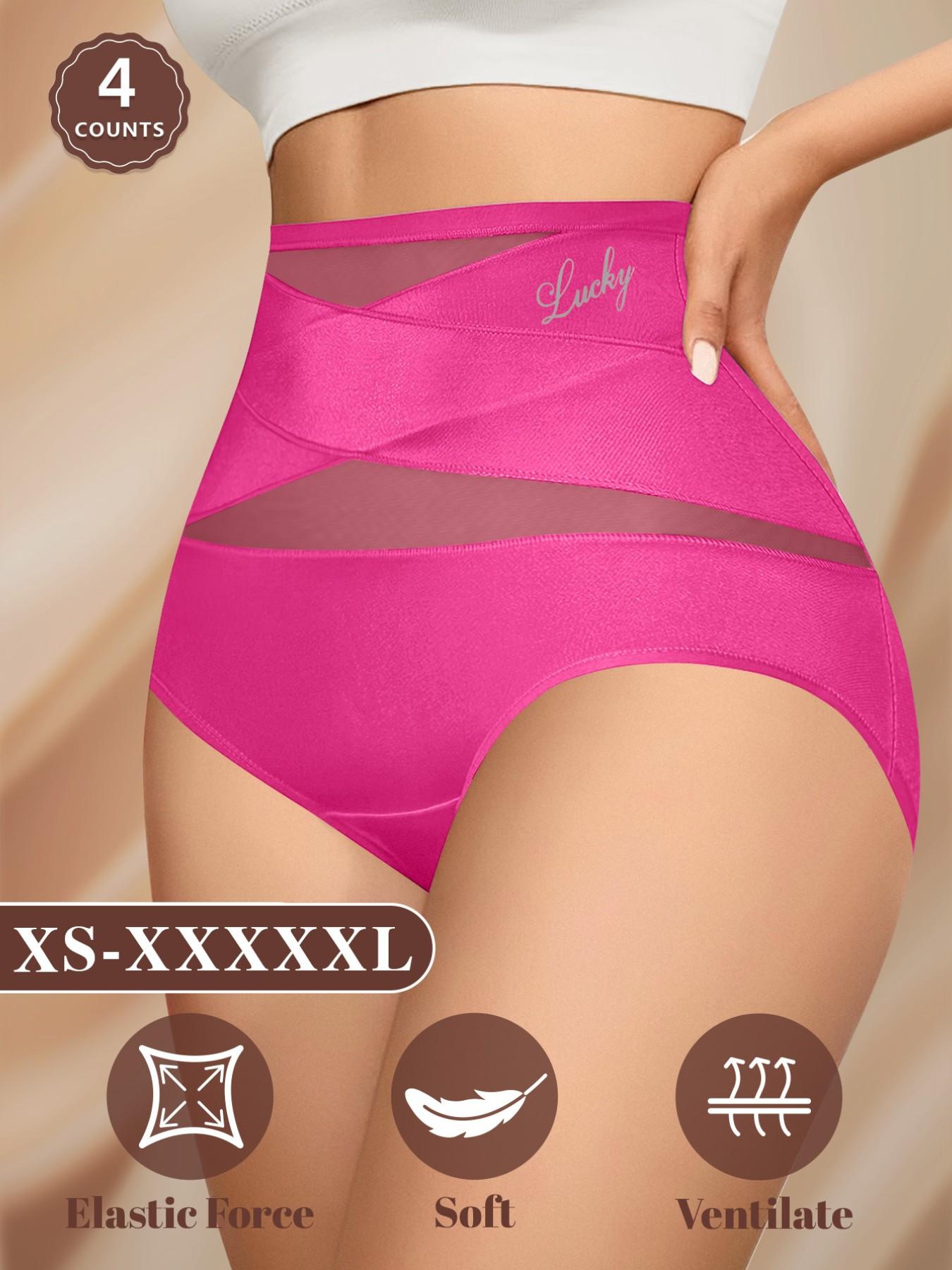 MEIYATING Women's High Waist Mesh Thong Panties, 4 Pcs Set, Soft Breathable, Comfortable, Fit, Sizes XS-Xxxxxl, Multiple Colors