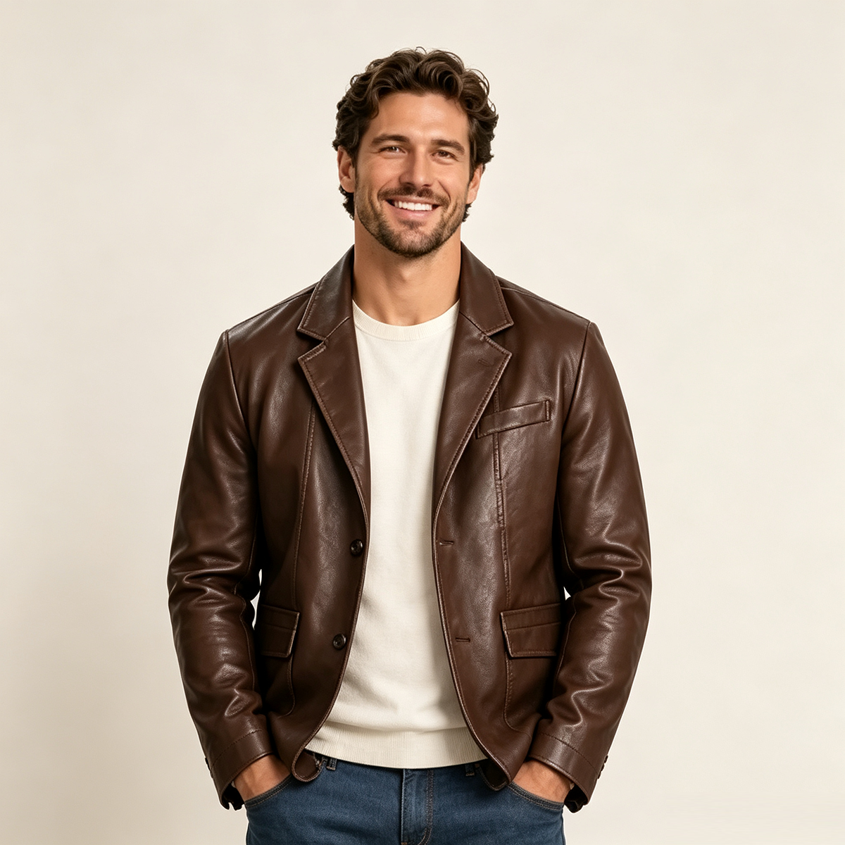 ⏰Clearance Sale⚡10-Pack Only ＄38.99⚡Men Can’t Get Enough of This Cozy Calfskin Leather Blazer