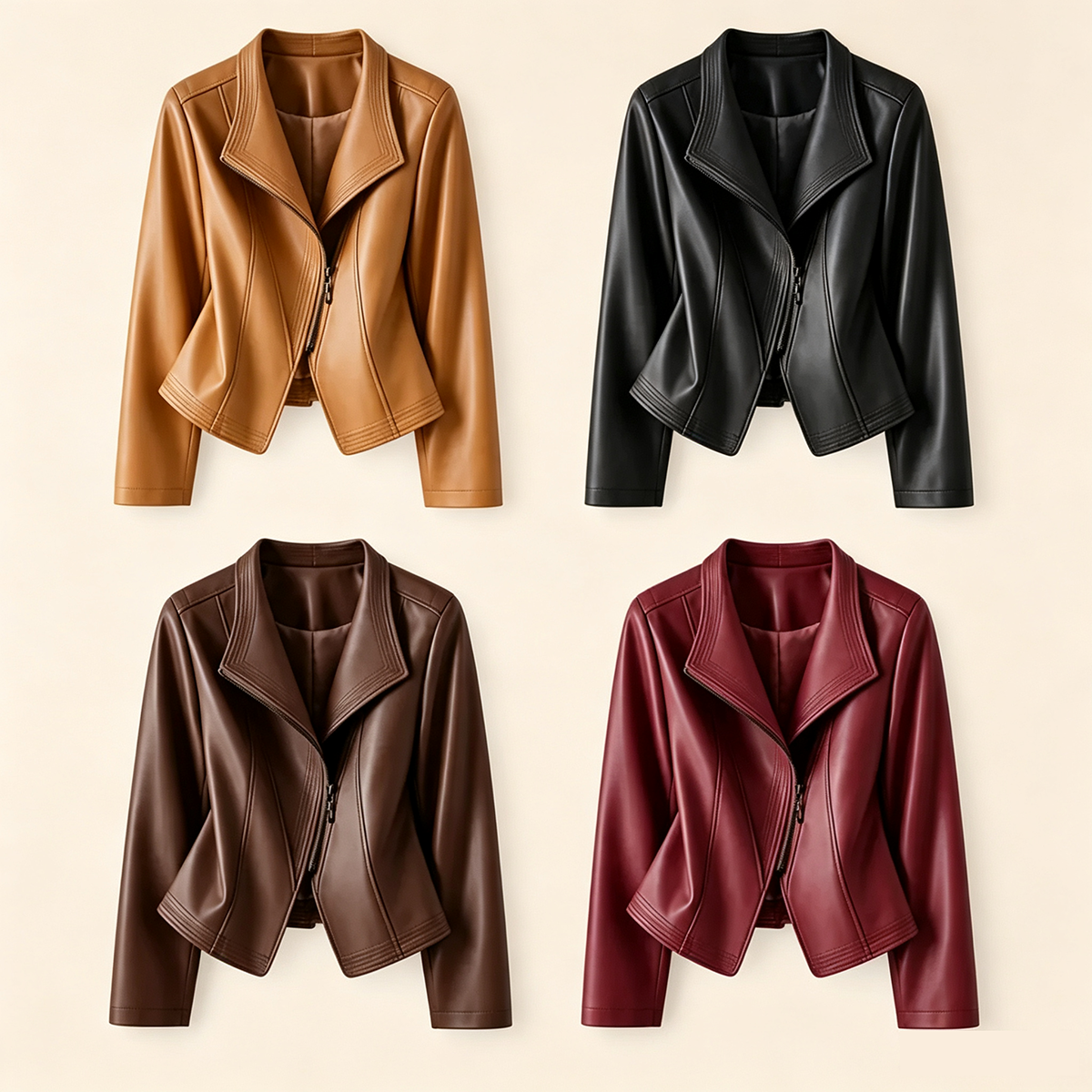 ⏰Clearance Sale⚡8-Pack Only $37.99⚡Women’s Asymmetrical Calfskin Leather Moto Jacket