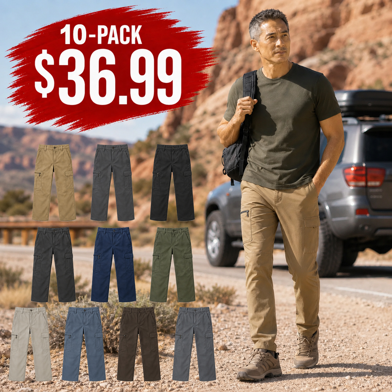 Men's Stretch Cargo Travel Pants