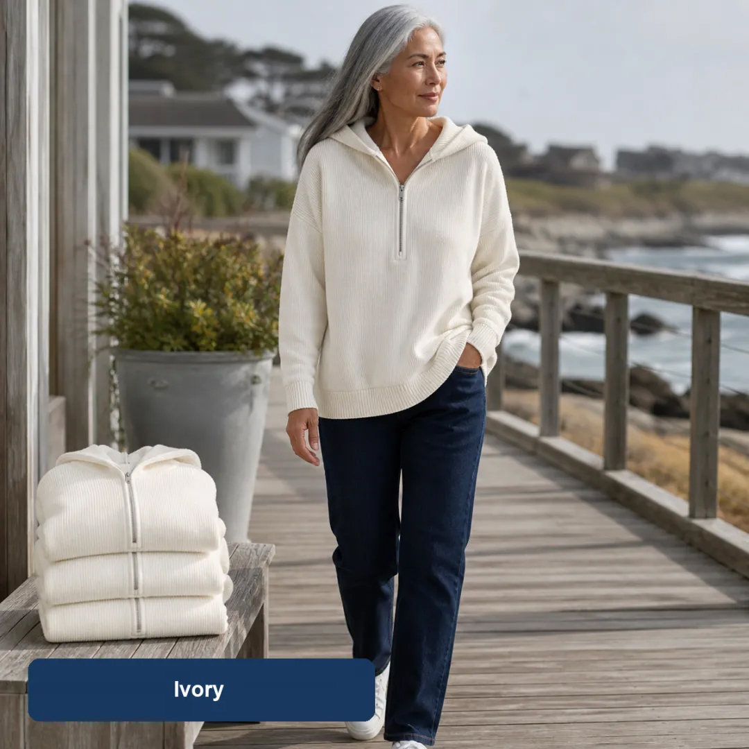 Bundle & Save | Women's Ribbed Half-Zip Hooded Sweater