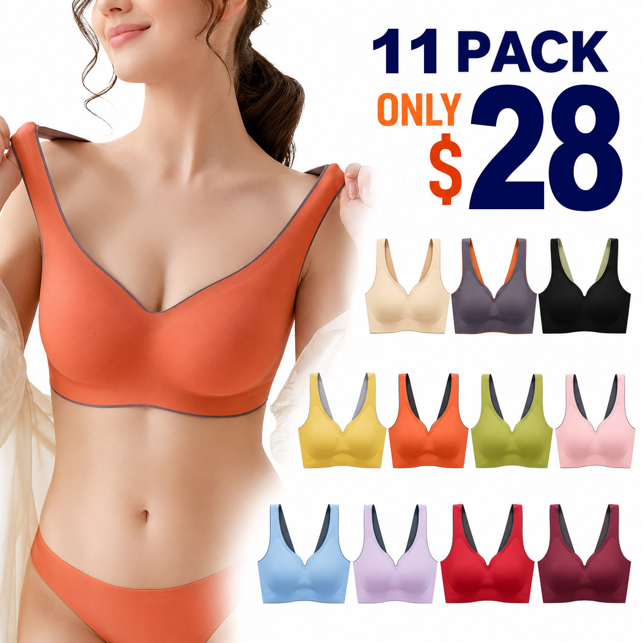 Women's Seamless Wireless Comfort Bra – Full Support, No Underwire, Everyday Lift