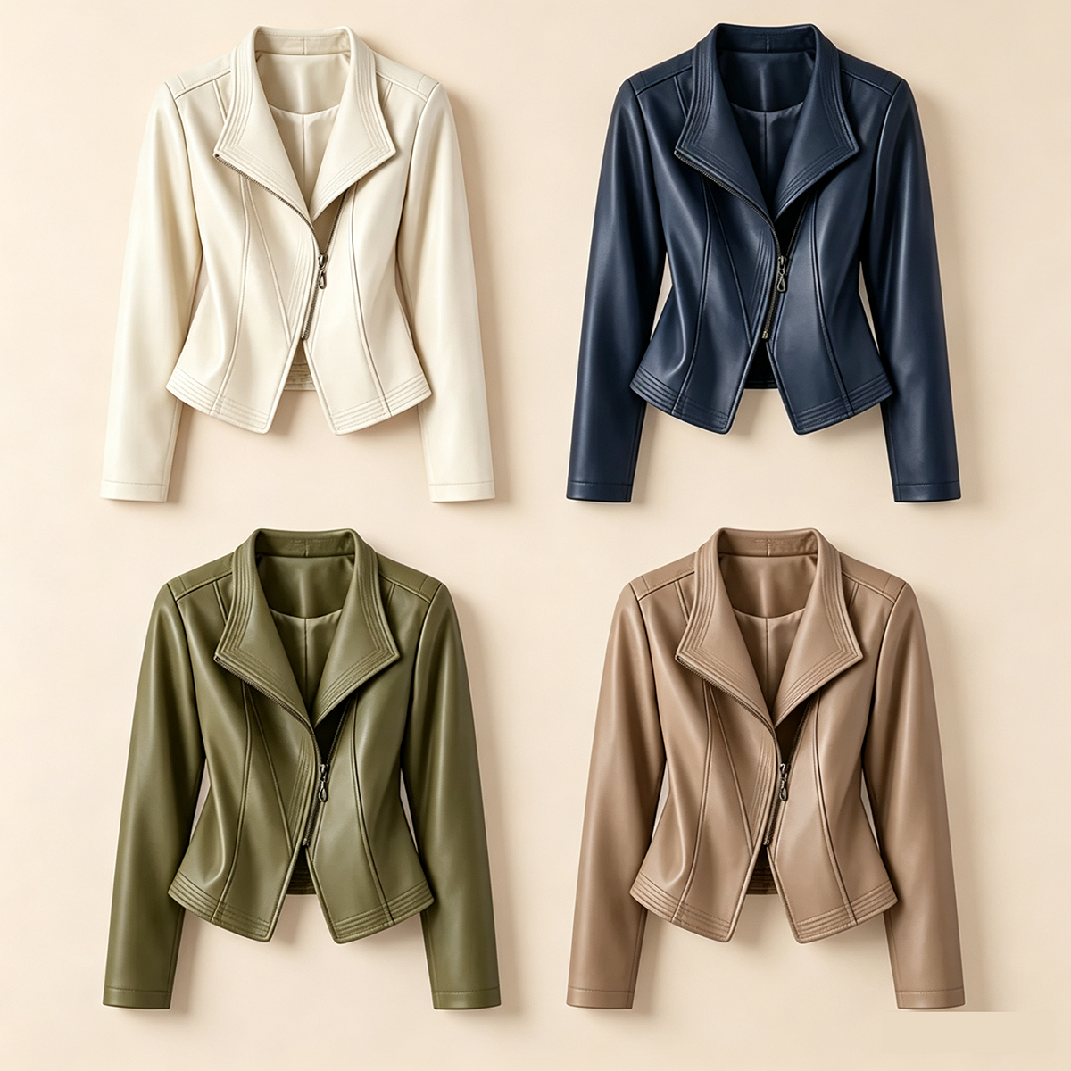 ⏰Clearance Sale⚡8-Pack Only $37.99⚡Women’s Asymmetrical Calfskin Leather Moto Jacket