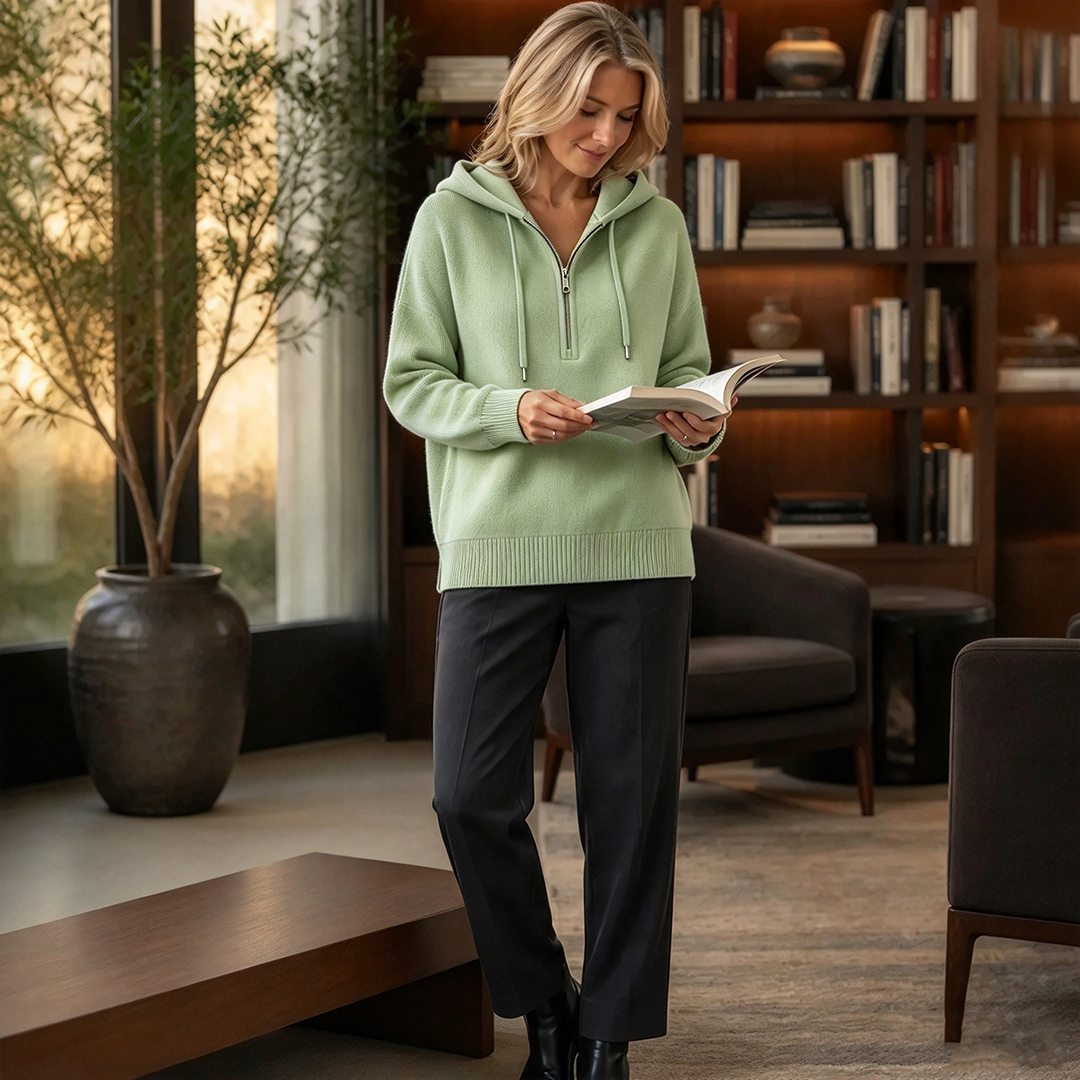 Bundle & Save | Women's Ribbed Half-Zip Hooded Sweater