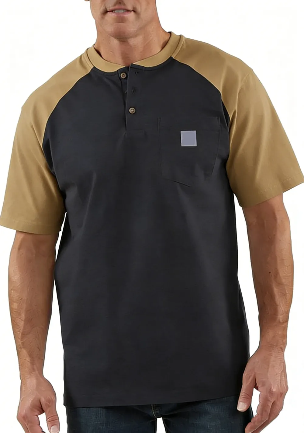 Men's color-blocked short-sleeved shirt