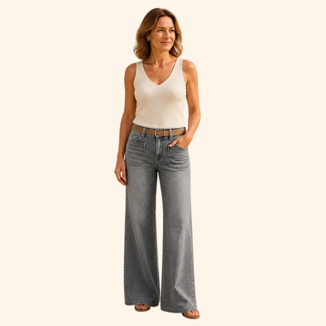 ⏰OFFRE LIMITÉE - Lot de 10 à 38,99 € | Jean large femme à poches plaquées et coupe décontractée
