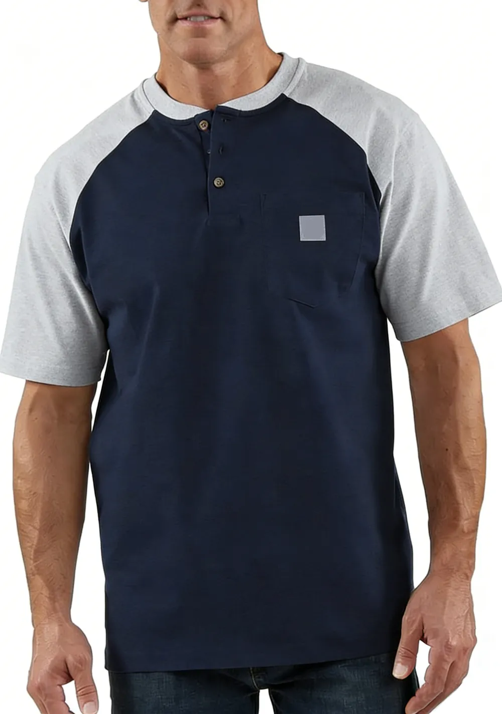 Men's color-blocked short-sleeved shirt