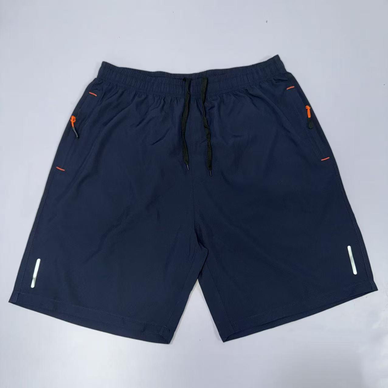 Men’s solid-color shorts with zippered pockets — summer casual, comfortable, breathable shorts made from a 97% polyester + 3% spandex blend; men’s bottoms for everyday wear, tropical beige color, multiple specifications available.