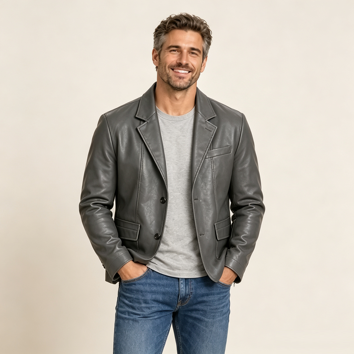⏰Clearance Sale⚡10-Pack Only ＄38.99⚡Men Can’t Get Enough of This Cozy Calfskin Leather Blazer